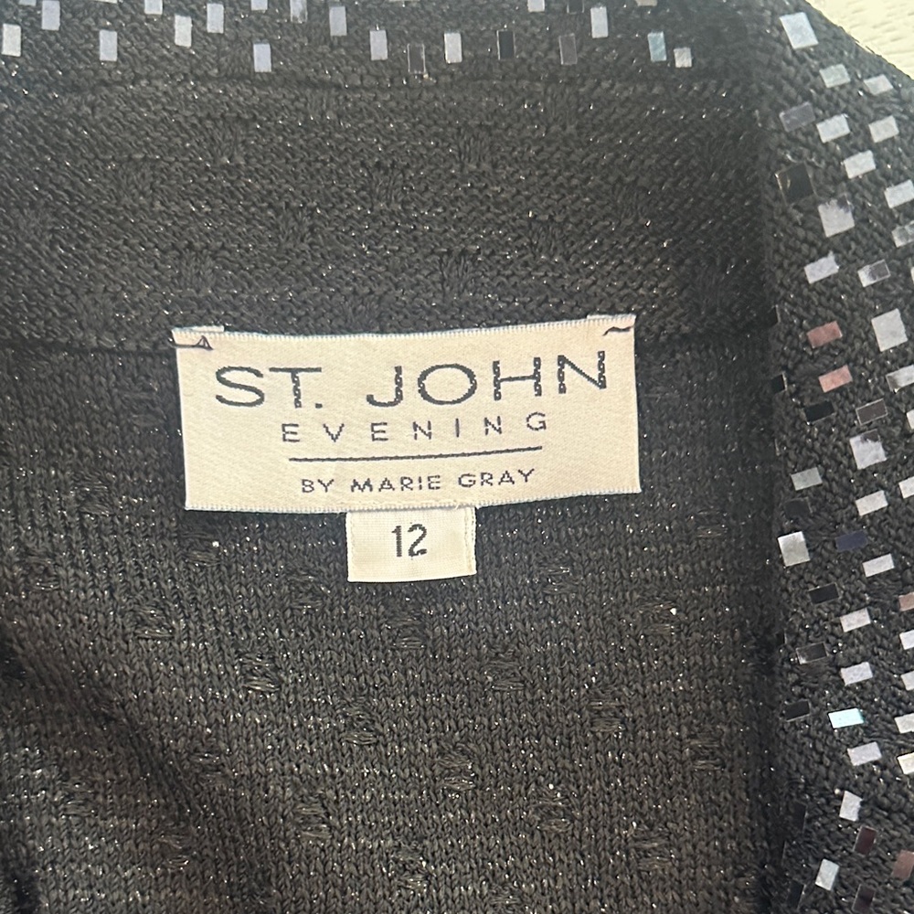 St. John Black Sequin Sparkle Knit Blazer - Picture 2 of 3